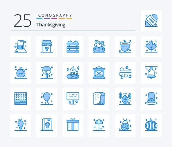 Thanksgiving Blue Color Icon Pack Including Thanksgiving Cranberry Thanksgiving Berry — Stockový vektor