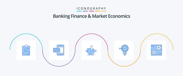Banking Finance Market Economics Blue Icon Pack Including Piggy Piggybank — Wektor stockowy