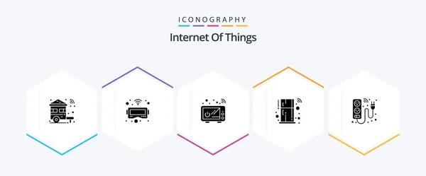 Internet Things Glyph Icon Pack Including Device Smart Connect Remote — Stockvector