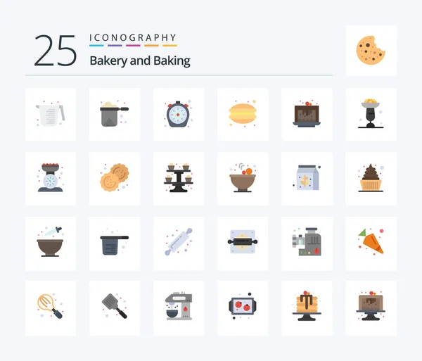 Baking Flat Color Icon Pack Including Food Dinner Stewpot Cafe — Stockvektor