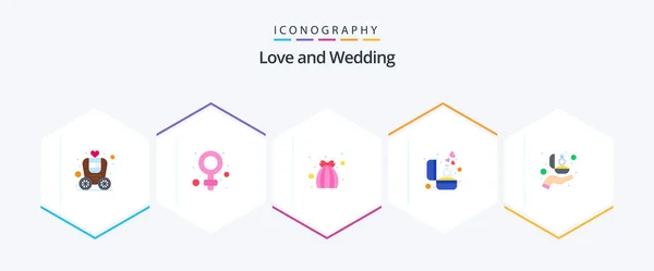 Wedding Flat Icon Pack Including Giving Gift Love Diamond Wedding — Image vectorielle