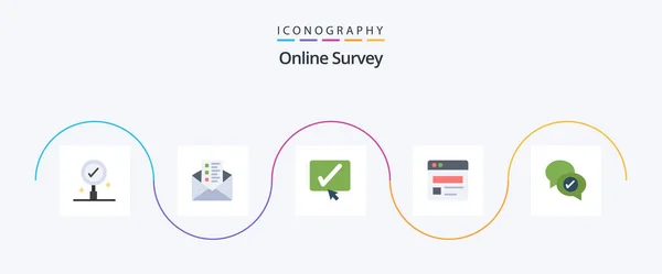Online Survey Flat Icon Pack Including Mail Tick Business Web — Wektor stockowy