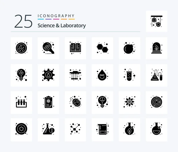 Science Solid Glyph Icon Pack Including Growth Virus Knowledge Skull — Stok Vektör
