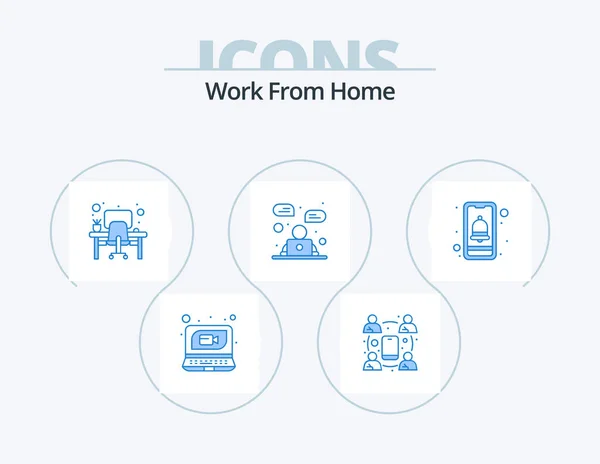 Work Home Blue Icon Pack Icon Design Mobile Communication Table — 图库矢量图片