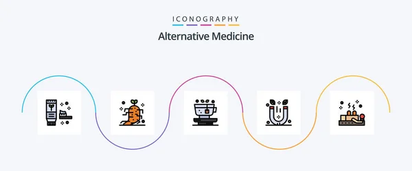 Alternative Medicine Line Filled Flat Icon Pack Including Healing Therapy — Stock Vector