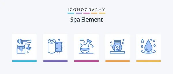 Spa Element Blue Icon Pack Including Drop Water Spa Element — Image vectorielle