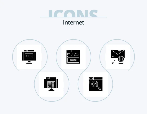 Internet Glyph Icon Pack Icon Design Email Website Domain Sharing — Stok Vektör