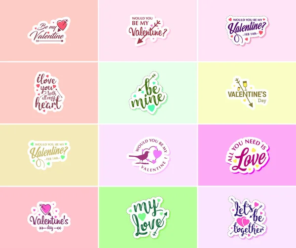 Express Your Love Valentine Day Typography Graphic Design Stickers — Vector de stock