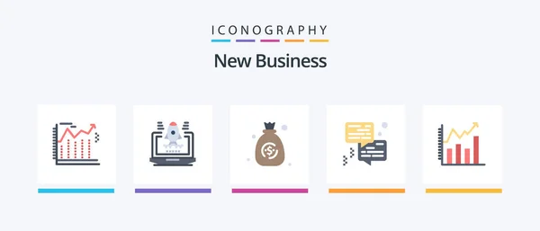 New Business Flat Icon Pack Including Chart Analytic Dollar Analysis — Image vectorielle