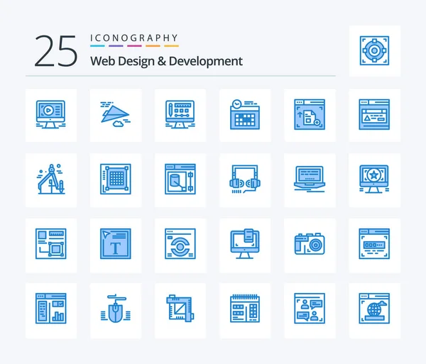 Web Design Development Blue Color Icon Pack Including Webpage Interface — Stockvector