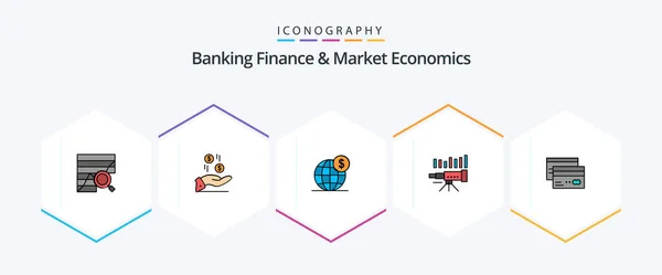 Banking Finance Market Economics Filledline Icon Pack Including Business International — Archivo Imágenes Vectoriales