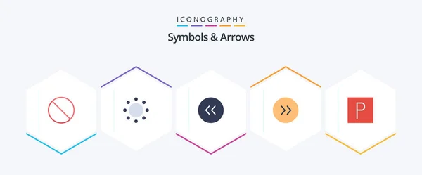 Symbols Arrows Flat Icon Pack Including Parking Back Park Circle — Διανυσματικό Αρχείο