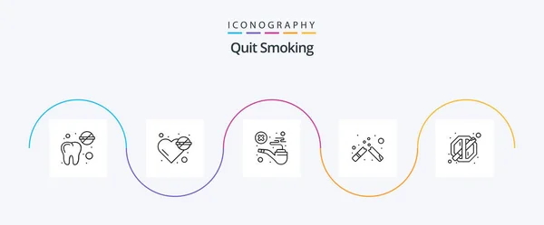 Quit Smoking Line Icon Pack Including Banned Smoking Cigarette Cigarette — Stock Vector