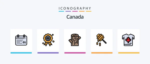 Canada Line Filled Icon Pack Including Cake Ice Skates Dinner — ストックベクタ