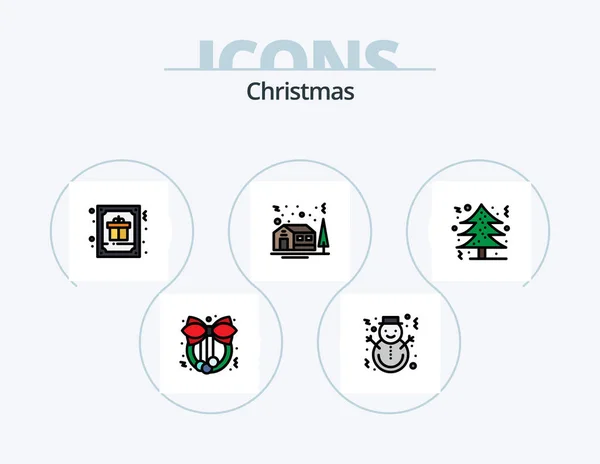 Christmas Line Filled Icon Pack Icon Design Film Multimedia Computer — Archivo Imágenes Vectoriales