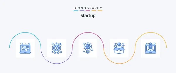 Startup Blue Icon Pack Including Launching Crowd Funding Generation Network — стоковый вектор