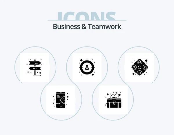 Business Teamwork Glyph Icon Pack Icon Design Users Decision Team — Stockvector