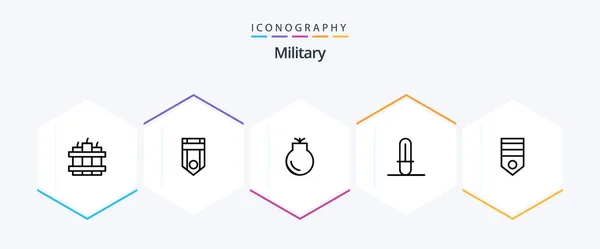 Military Line Icon Pack Including Military Army Gun Weapon Light — Stok Vektör