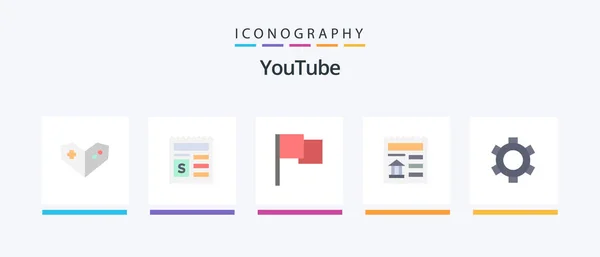 Youtube Flat Icon Pack Including Gear Flag Basic Creative Icons — Wektor stockowy