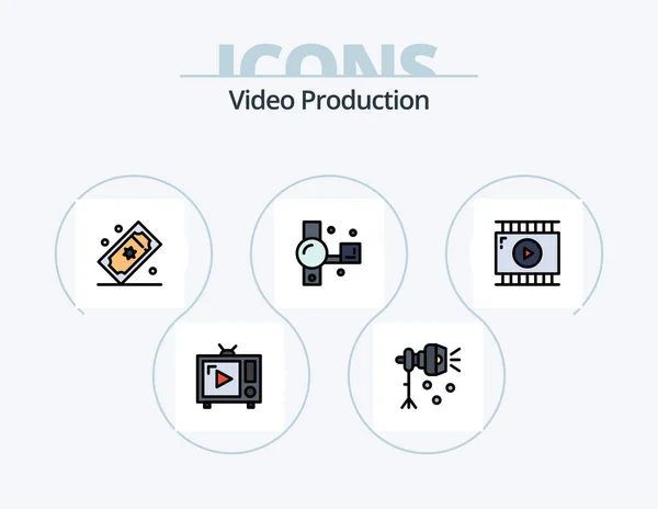 Video Production Line Filled Icon Pack Icon Design Open Volume — 图库矢量图片