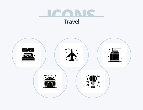 Travel Glyph Icon Pack Icon Design Grocery Plane Journey Airport — Stockvector