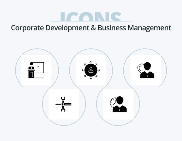Corporate Development Business Management Glyph Icon Pack Icon Design Presentation — ストックベクタ