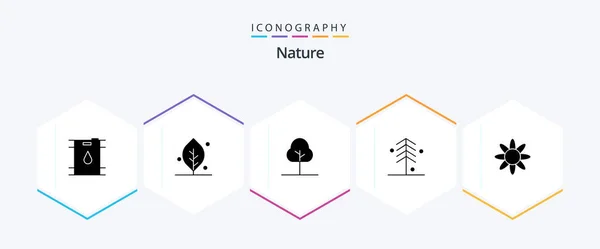 Nature Glyph Icon Pack Including Herb Greenery Flower Nature — Διανυσματικό Αρχείο