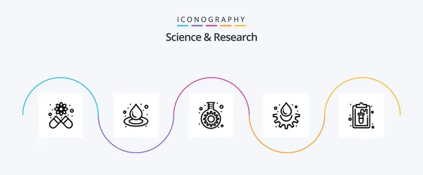 Science Line Icon Pack Including Lab Document Gear Clipboard Drop — 图库矢量图片