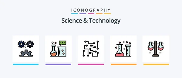Science Technology Line Filled Icon Pack Including Genetic Engineering Chromosome — Stockový vektor