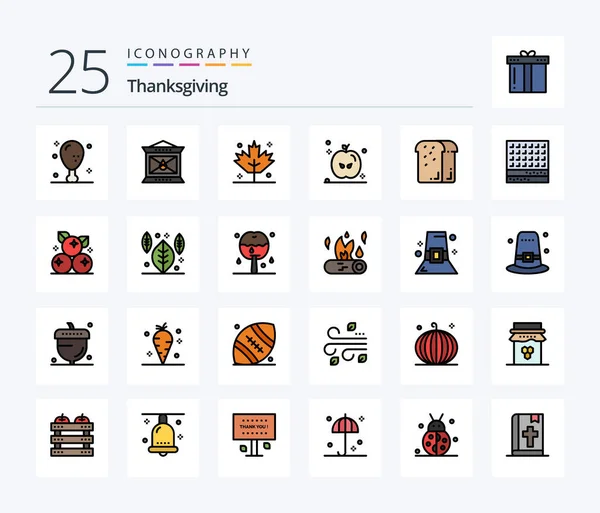Thanksgiving Line Filled Icon Pack Including Biscuit Holiday Thanksgiving Food — Stockový vektor