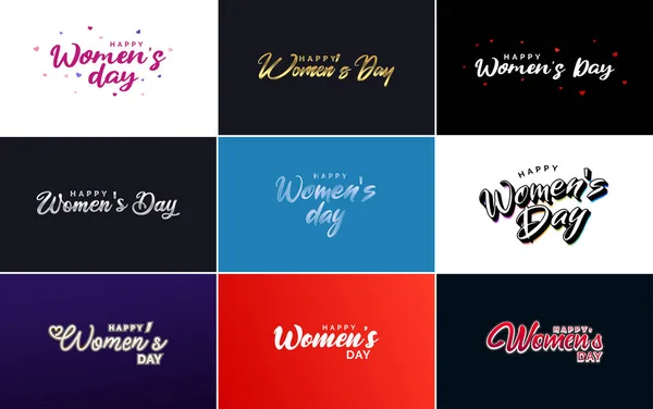 Happy Women Day Design Realistic Illustration Bouquet Flowers Banner Reading — Stockvektor