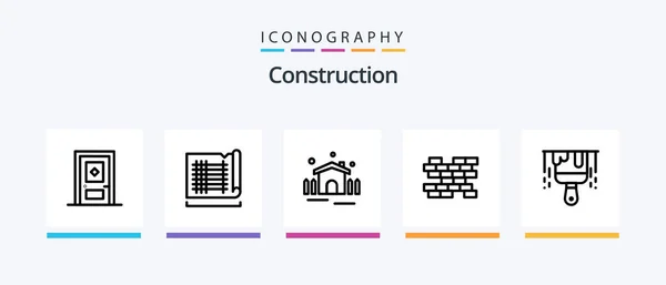 Construction Line Icon Pack Including Construction Structure Tools Scaffolding Construction — Stockvektor