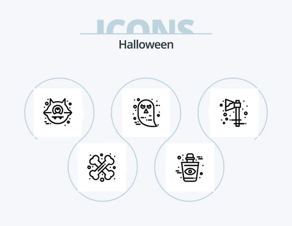 Halloween Line Icon Pack Icon Design Halloween Scary Coffin Pumpkin —  Vetores de Stock