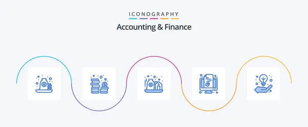 Accounting Finance Blue Icon Pack Including Document Monitor Currency Computer — Stockový vektor