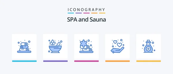 Sauna Blue Icon Pack Including Toddler Oil Sauna Care Love — Archivo Imágenes Vectoriales