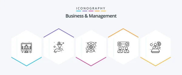 Business Management Line Icon Pack Including Consultant Money Account Team — Wektor stockowy