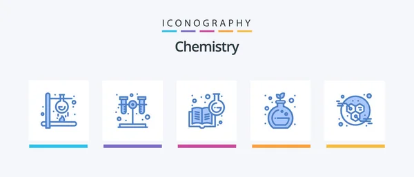 Chemistry Blue Icon Pack Including Power Energy Chemical Knowledge Green — Stockový vektor