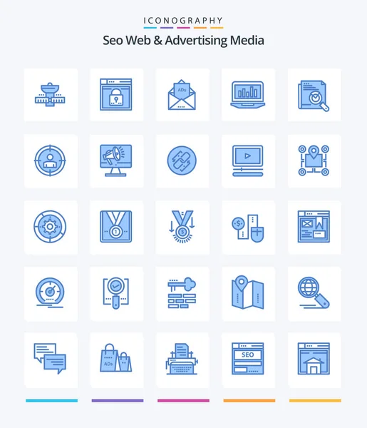 Creative Seo Web Advertising Media Blue Icon Pack Graph Mail —  Vetores de Stock