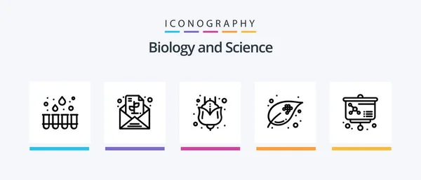 Biology Line Icon Pack Including Molecule Lesson Education Energy Ecology — Stockvektor