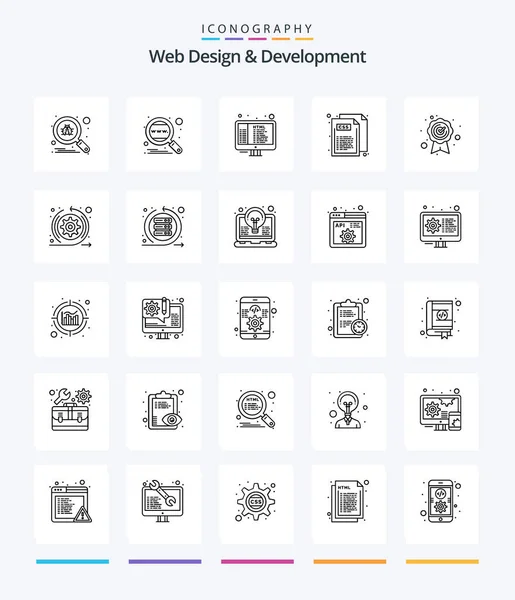 Creative Web Design Development Outline Icon Pack Best Quality Web — ストックベクタ