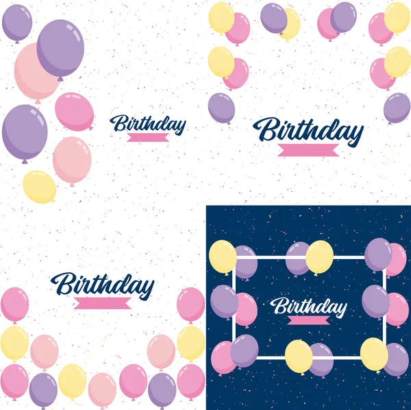 Vector Illustration Ahappy Birthday Celebration Background Balloons Banner Confetti Greeting — Image vectorielle