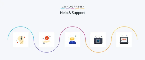 Help Support Flat Icon Pack Including Support Laptop Customer Help — Stok Vektör