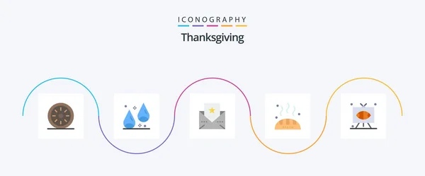 Thanks Giving Flat Icon Pack Including Game Food Thanksgiving Giving — Stock vektor