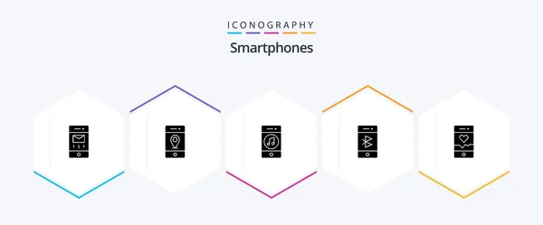 Smartphones Glyph Icon Pack Including Phone Connection Communications Communication Social — Wektor stockowy