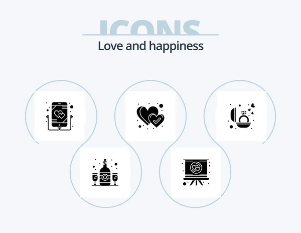 Love Glyph Icon Pack Icon Design Present Engagement Listen Favorite — Stock Vector