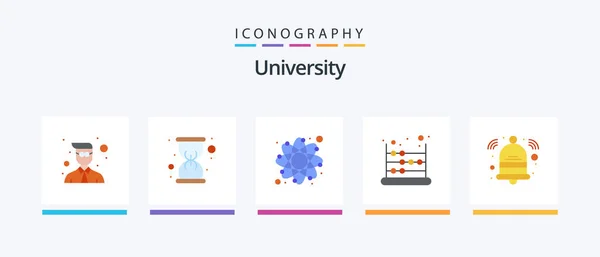 University Flat Icon Pack Including Bell Education Math Abacus Creative — Stockvektor
