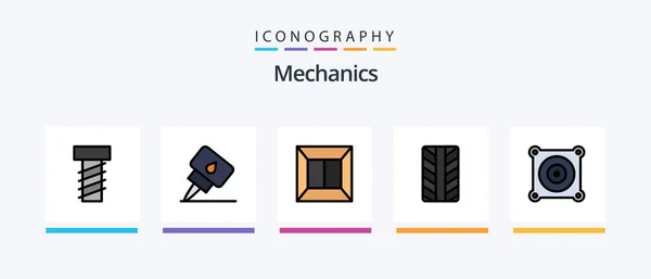 Mechanics Line Filled Icon Pack Including Belt Mechanical Creative Icons — Vettoriale Stock