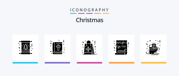 Christmas Glyph Icon Pack Including Religion Funny Education Christmas Shopping — ストックベクタ