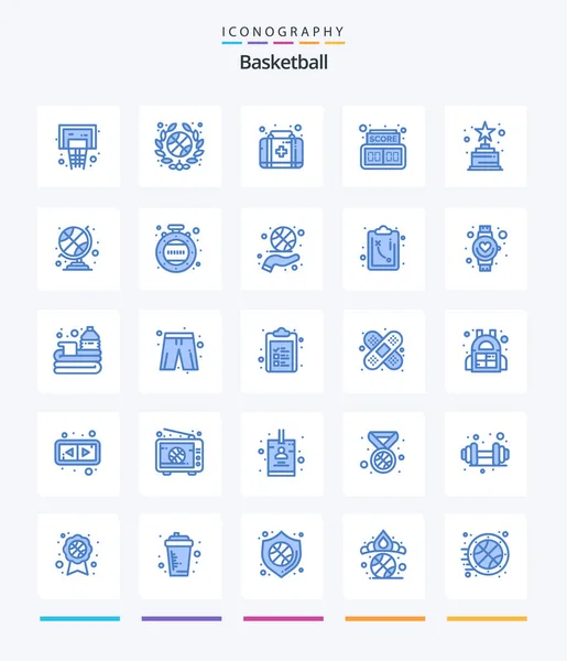 Creative Basketball Blue Icon Pack Sports Ball Trophy Kit Award — Image vectorielle