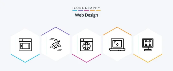 Web Design Line Icon Pack Including Design Crop Design Laptop — Vetor de Stock